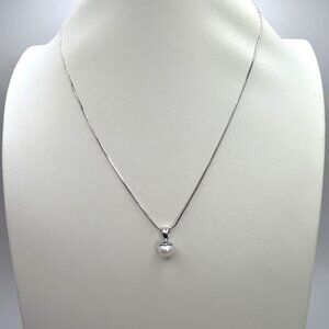 Freshwater Pearl Pendant Necklace 925 Sterling Silver 19 in